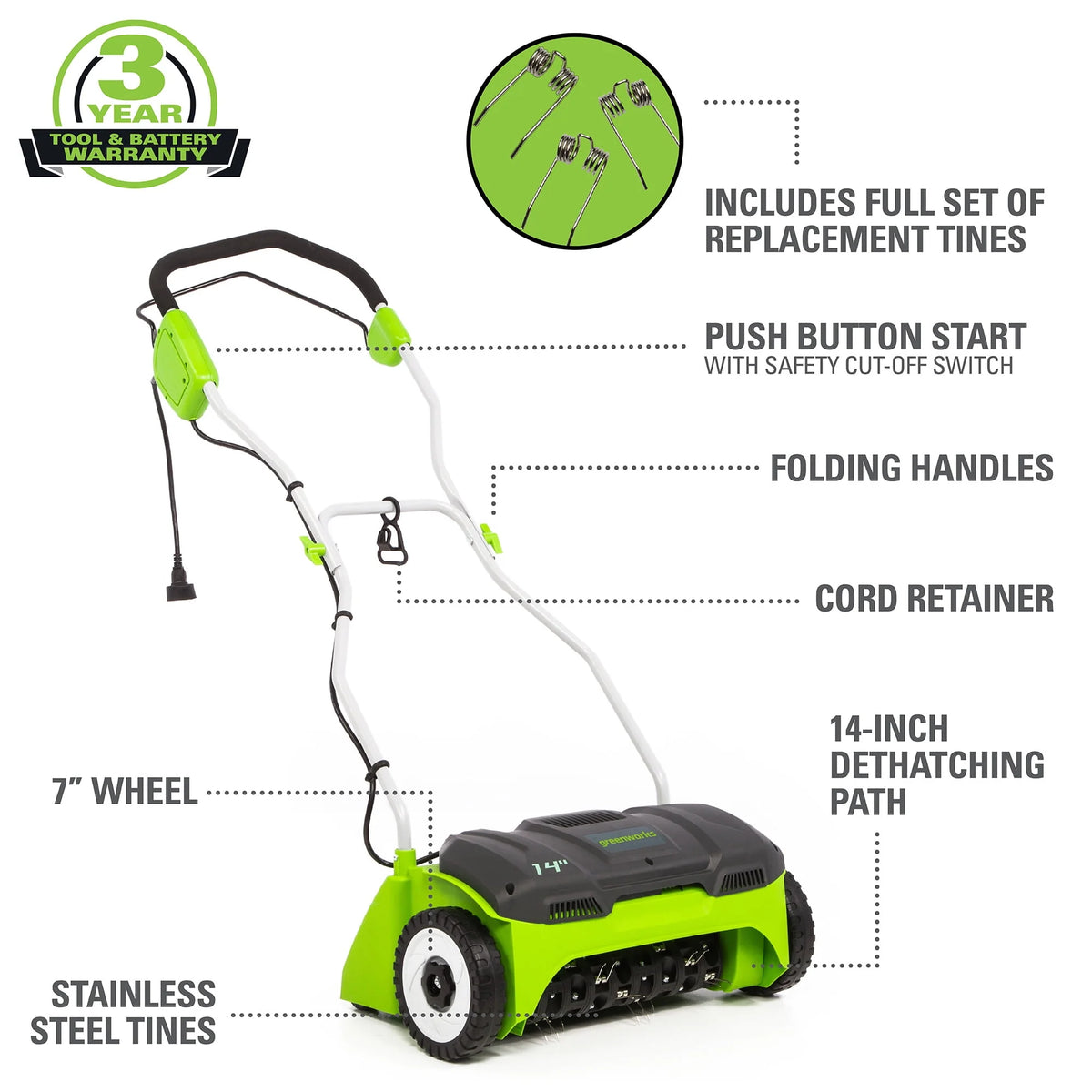14 in. 10 Amp Corded Electric Dethatcher Y528717
