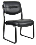 Black Leather Sled Base Side Chair D6916