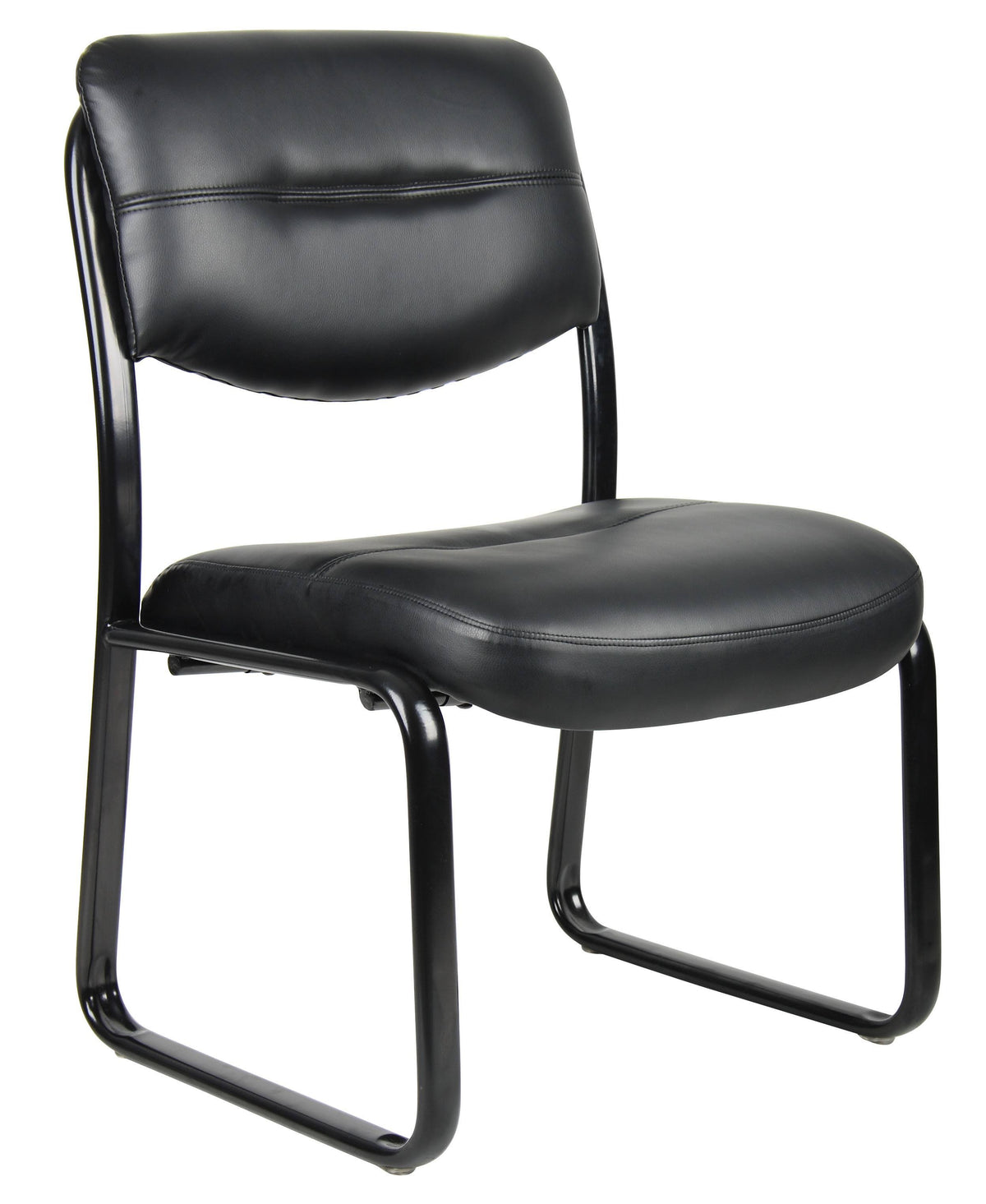 Black Leather Sled Base Side Chair D6916
