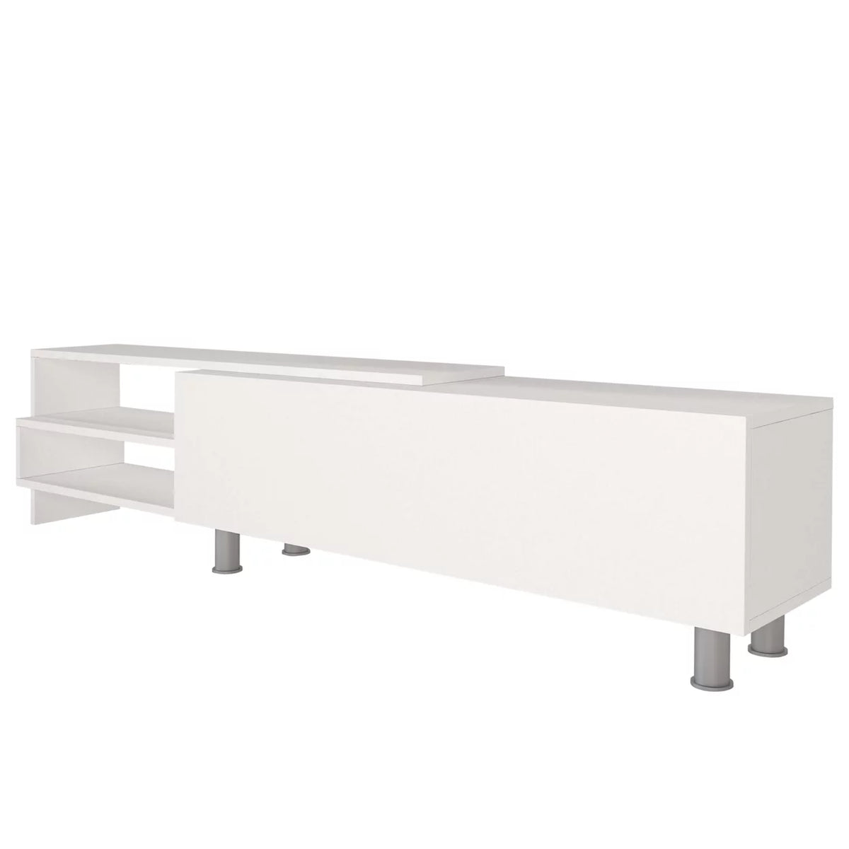 72 Inch White Wood TV Console with Storage 3 Piece Set V4808