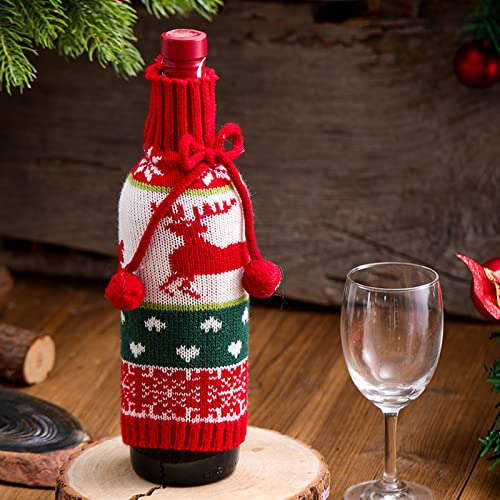 Knitted Christmas Wine Bottle Cover 3PCS X64696