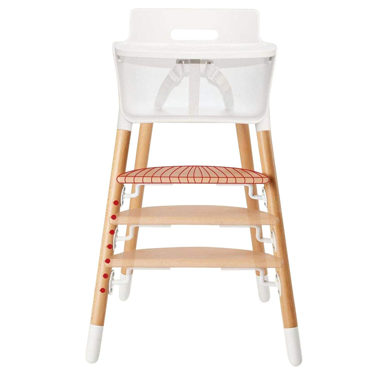 White Wooden Adjustable High Chair with Tray O671