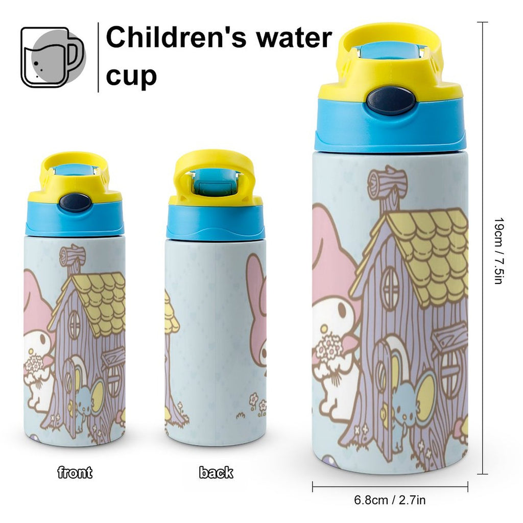 Stainless Steel Vacuum Insulated Children's Water Bottle with Straw Q490
