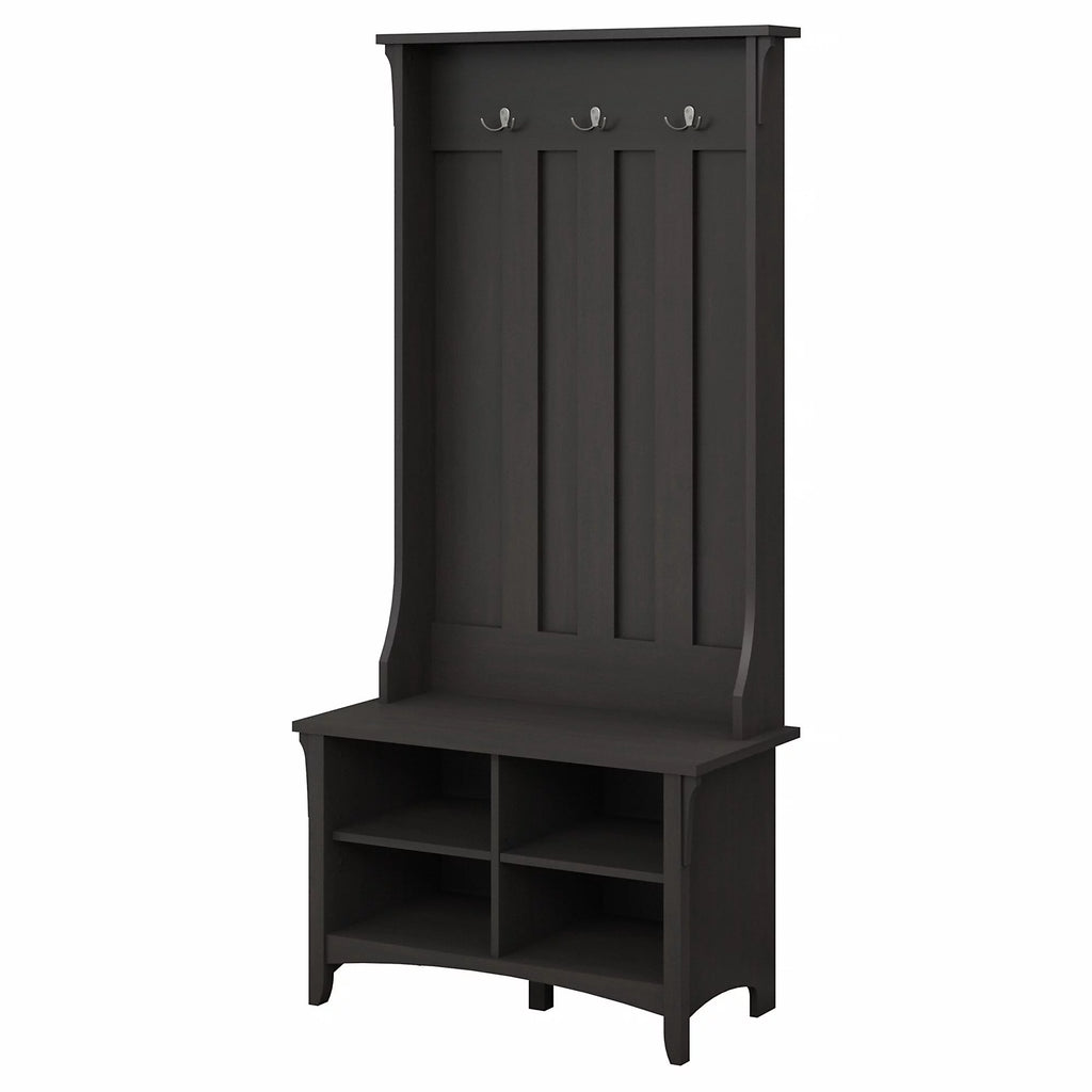Vintage Black Hall Tree with Storage Bench I68836