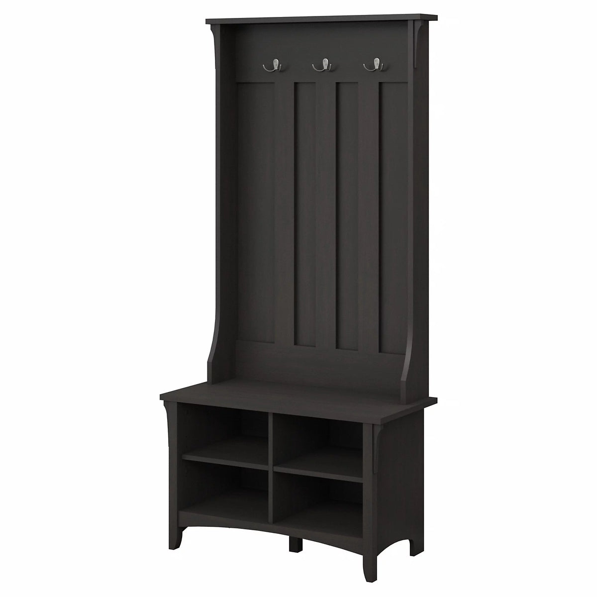 Vintage Black Hall Tree with Storage Bench I68836