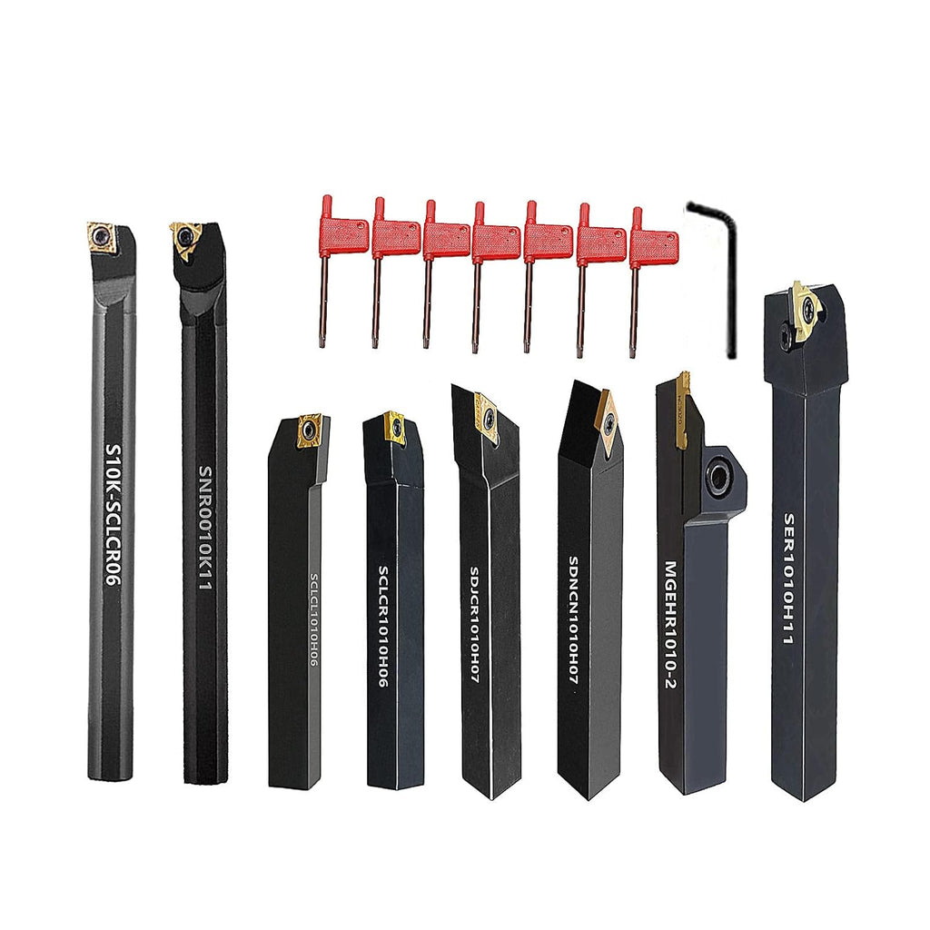 8 Sets 3/8 Shank Lathe Turning Tool Holders with Indexable Carbide Inserts F366