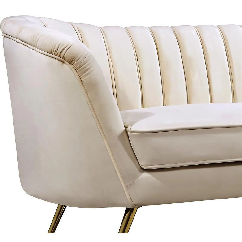 Cream and Gold 3-Piece Accent Chair Loveseat & Sofa Set L253