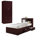 2 Piece Bedroom Set with Captain Bed and 2 Door Armoire in Mahogany L274