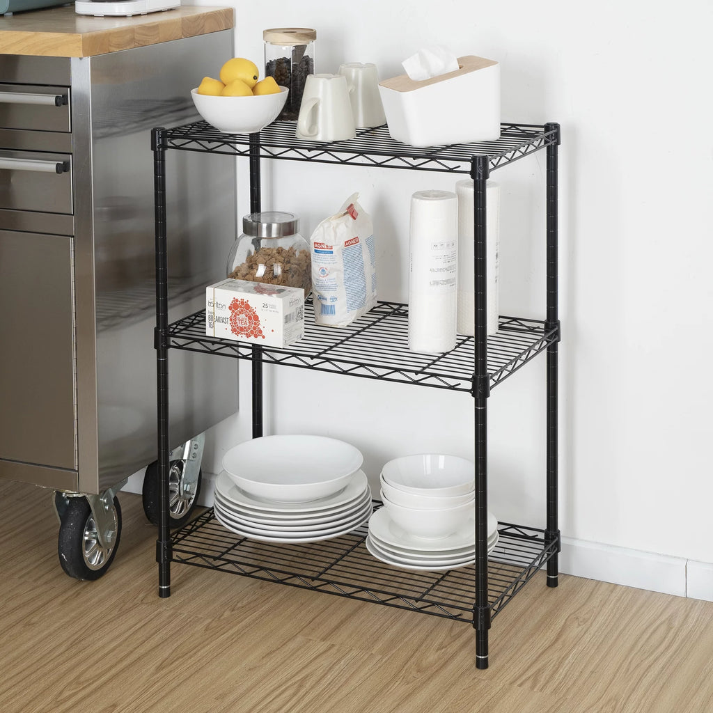 3-Tier Black Wire Shelving Rack M817009