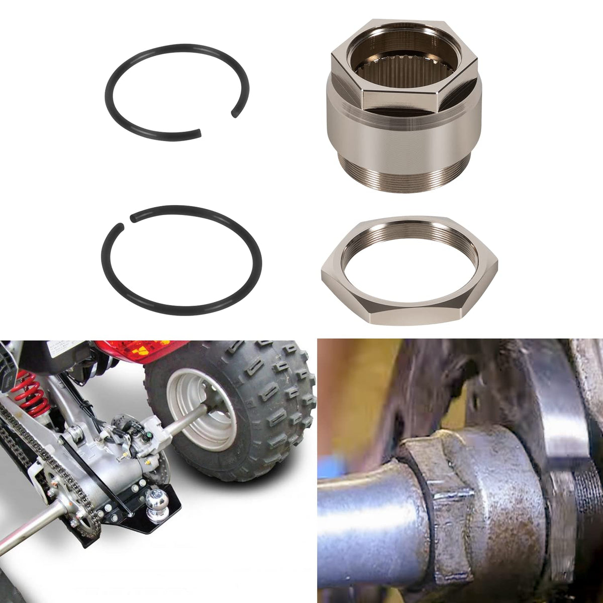 Rear Axle Lock nut Assembly with Jam Sleeve nut and Clips Pack of 2 G3987