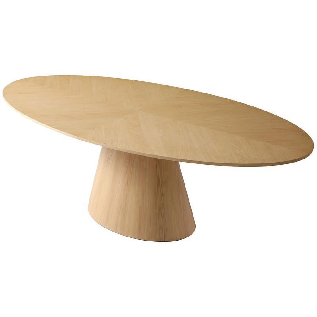 Oval Top Wood Veneer Dining Table in White Oak Z4167