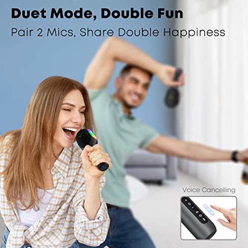 Wireless Bluetooth Karaoke Microphone, 5-in-1 Portable Handheld Mic Speaker with RGB Lights Z37680