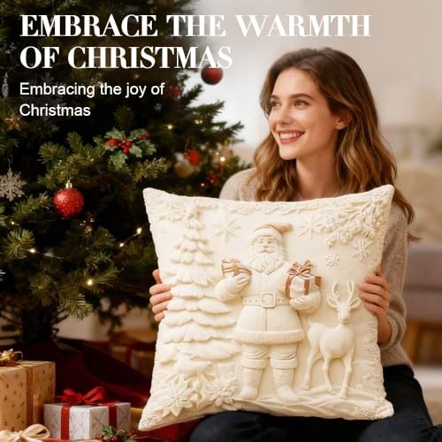 Christmas Pillow Covers Set of 4 White 20 inch K245