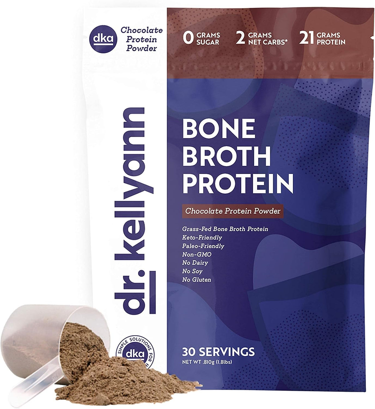 Keto Bone Broth Protein Powder Chocolate, 30 Servings Pack of 2 I887