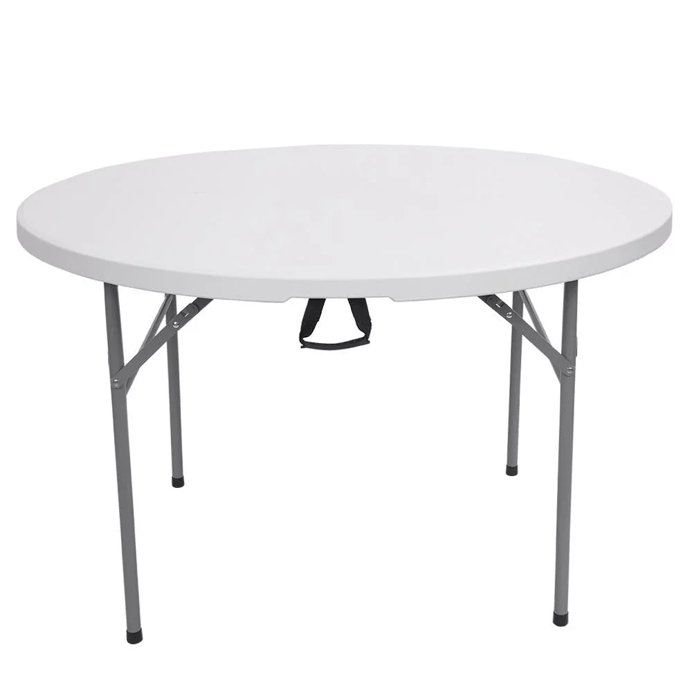 4 Ft White Round Folding Plastic Dining Table V902