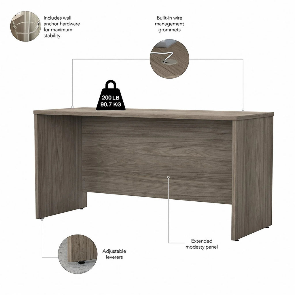 Modern Hickory Engineered Wood Credenza Desk X2202