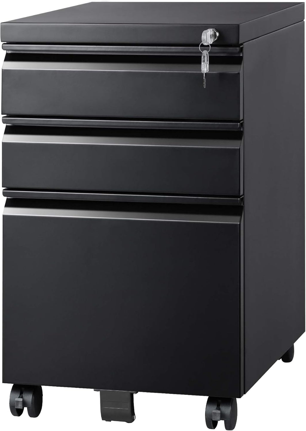 White 3 Drawer Mobile File Cabinet with Lock U1170