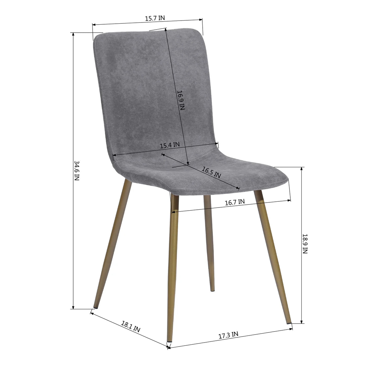 Velvet Dining Chairs Set of 4 Dark Gray Metal Legs W104888