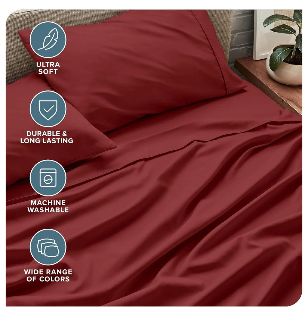 Rosewood 4 Piece Ultra-Soft Microfiber Full Bed Sheets O439979