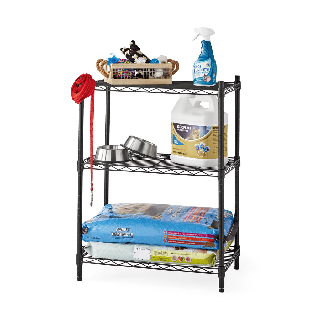 3-Tier Black Wire Shelving Rack M817009