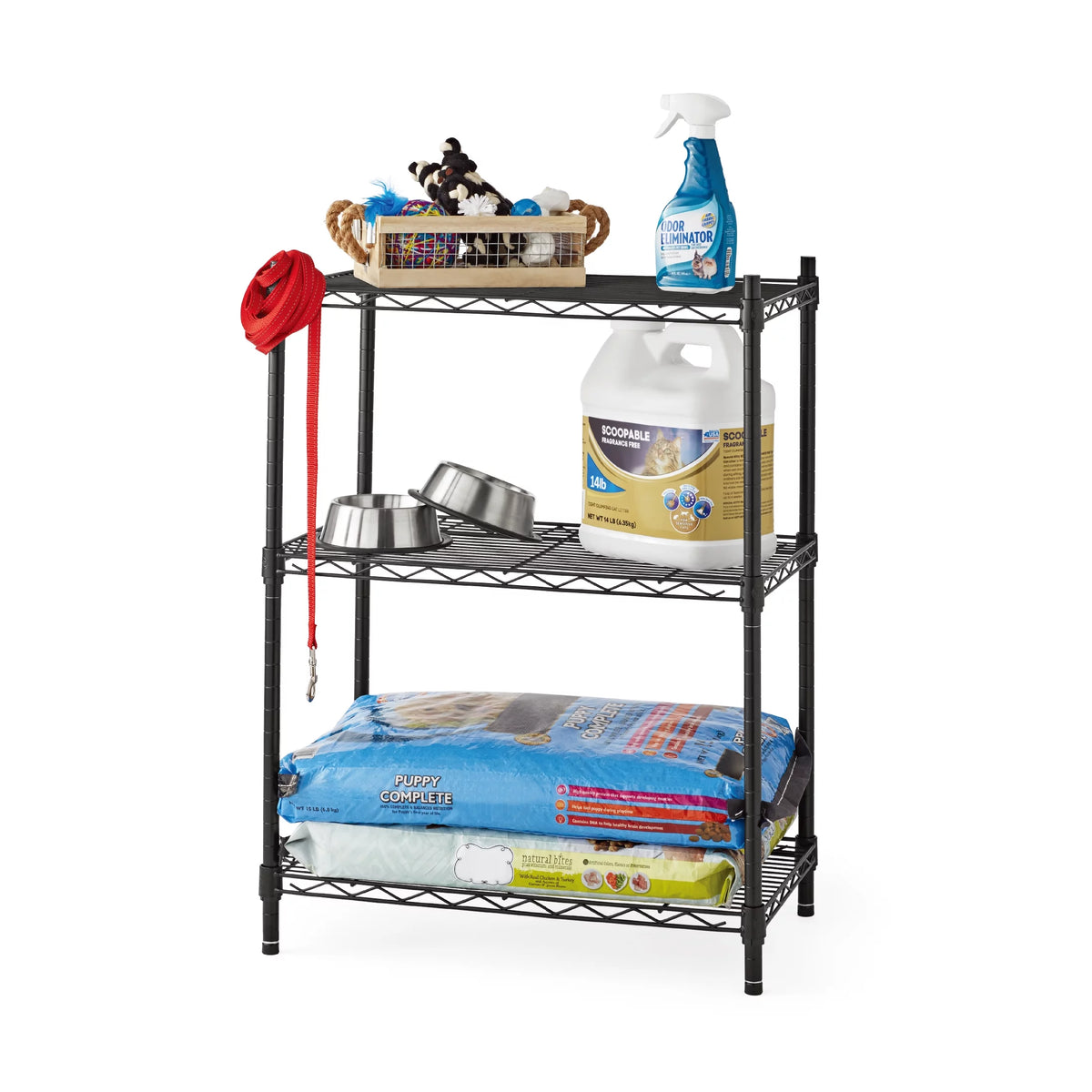 3-Tier Black Wire Shelving Rack M817009