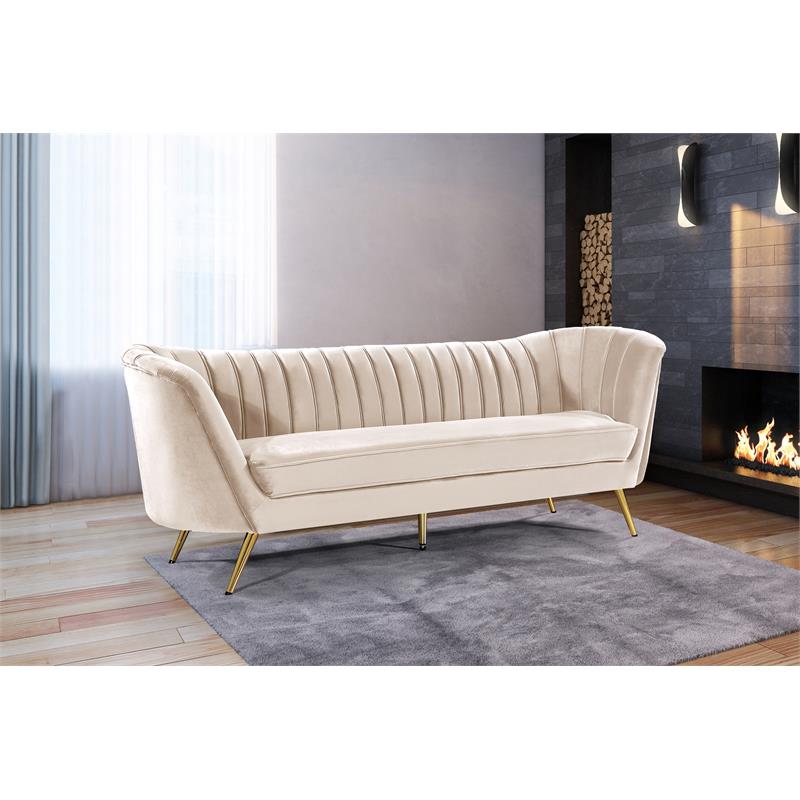 Cream and Gold 3-Piece Accent Chair Loveseat & Sofa Set L253