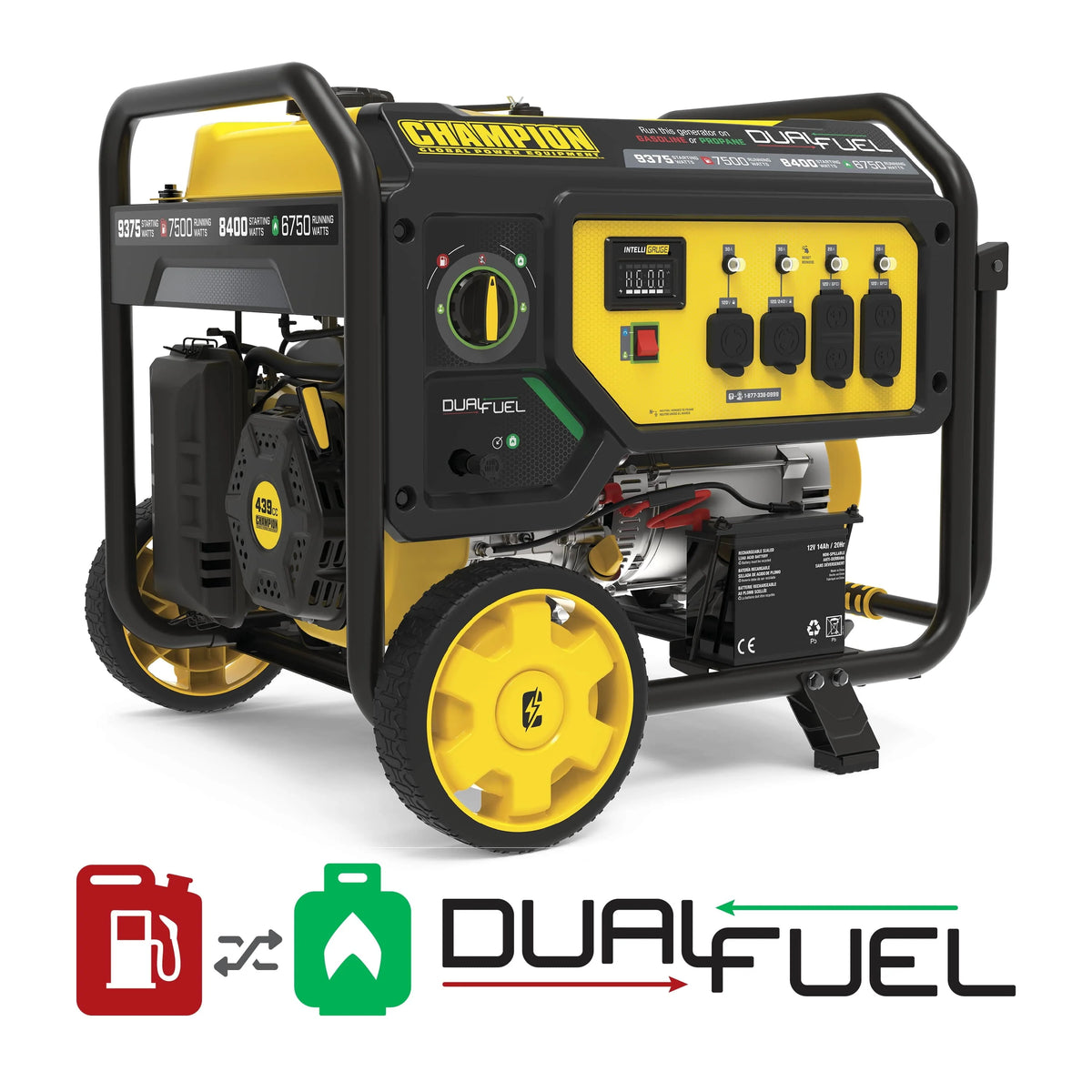 9375/7500 Watts Dual Fuel Portable Generator with Electric Start S1251