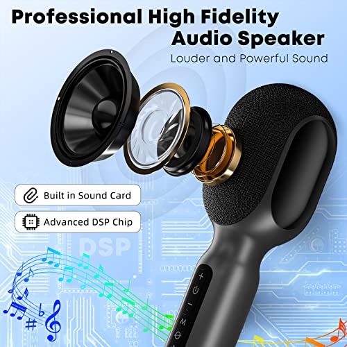 Wireless Bluetooth Karaoke Microphone, 5-in-1 Portable Handheld Mic Speaker with RGB Lights Z37680