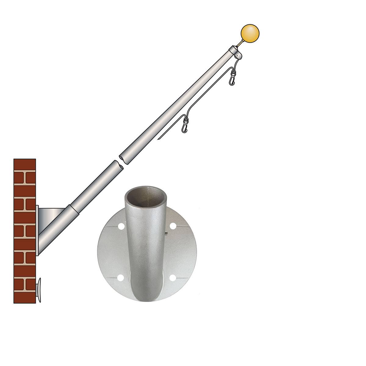 Black Finish 8ft Wall Mount Flagpole P182868