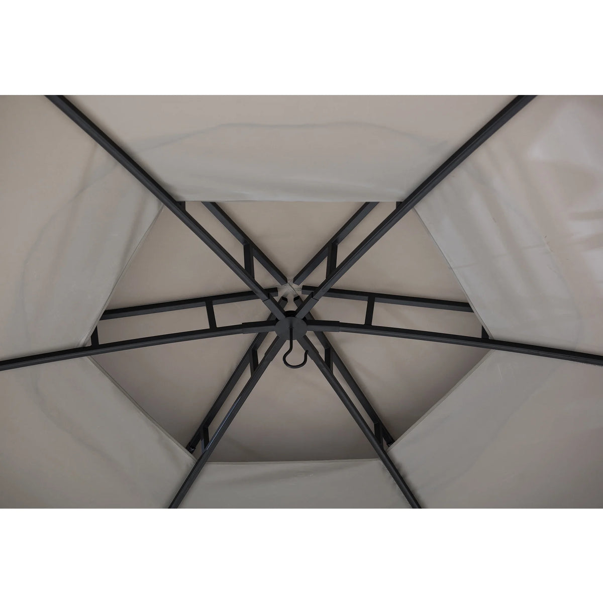 2-tone Gray Hexagon Steel Gazebo with Mosquito Netting M223590
