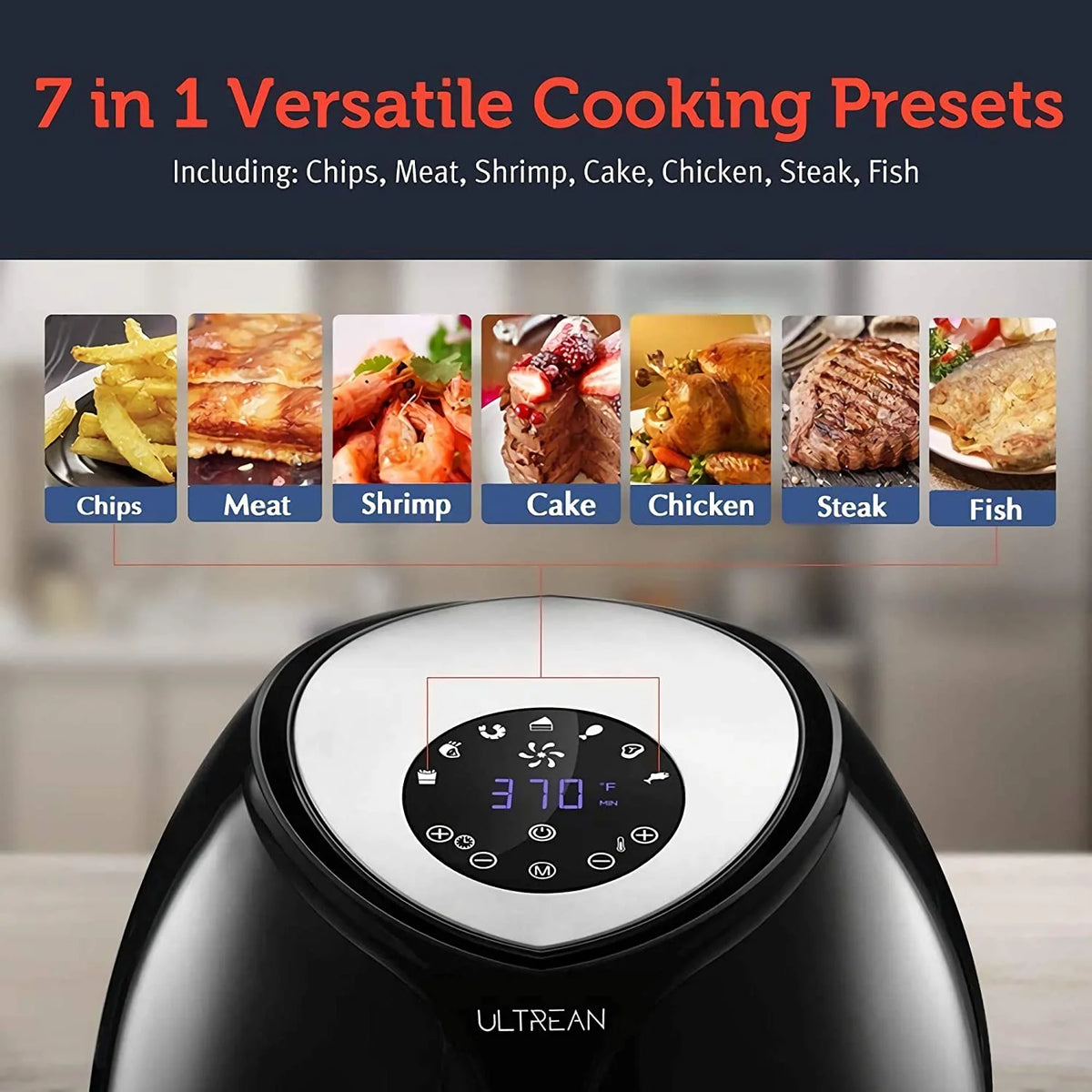 Large Air Fryer 8.5 Quart with Touch Screen (Black) U9885
