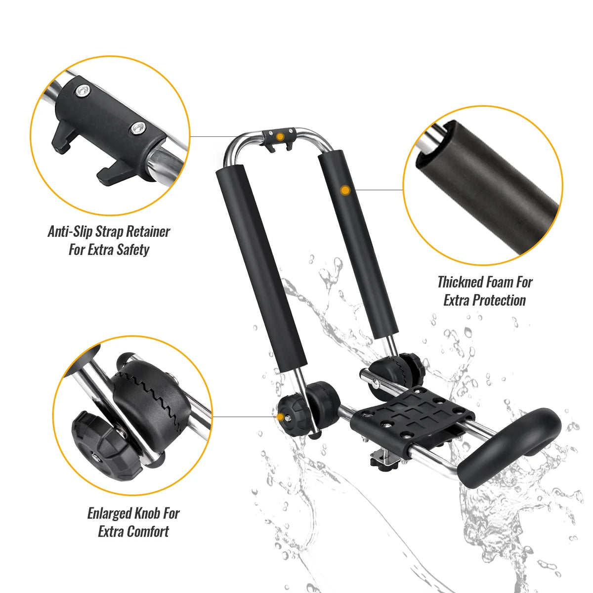 Stainless Steel J-Bar Rack Roof Top Mount with Ratchet Straps, Folding Carrier M912491