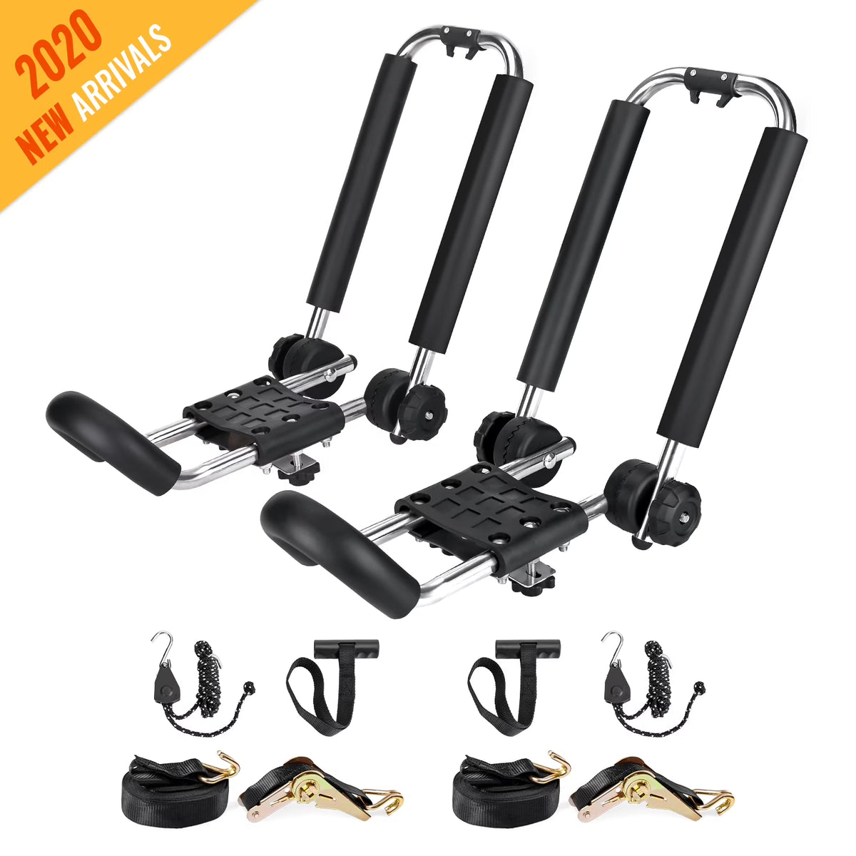Stainless Steel J-Bar Rack Roof Top Mount with Ratchet Straps, Folding Carrier M912491