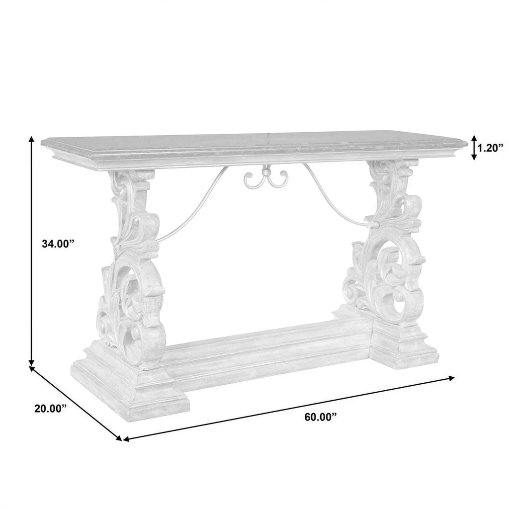 Brown Wood Console Table with Marble Top U313196