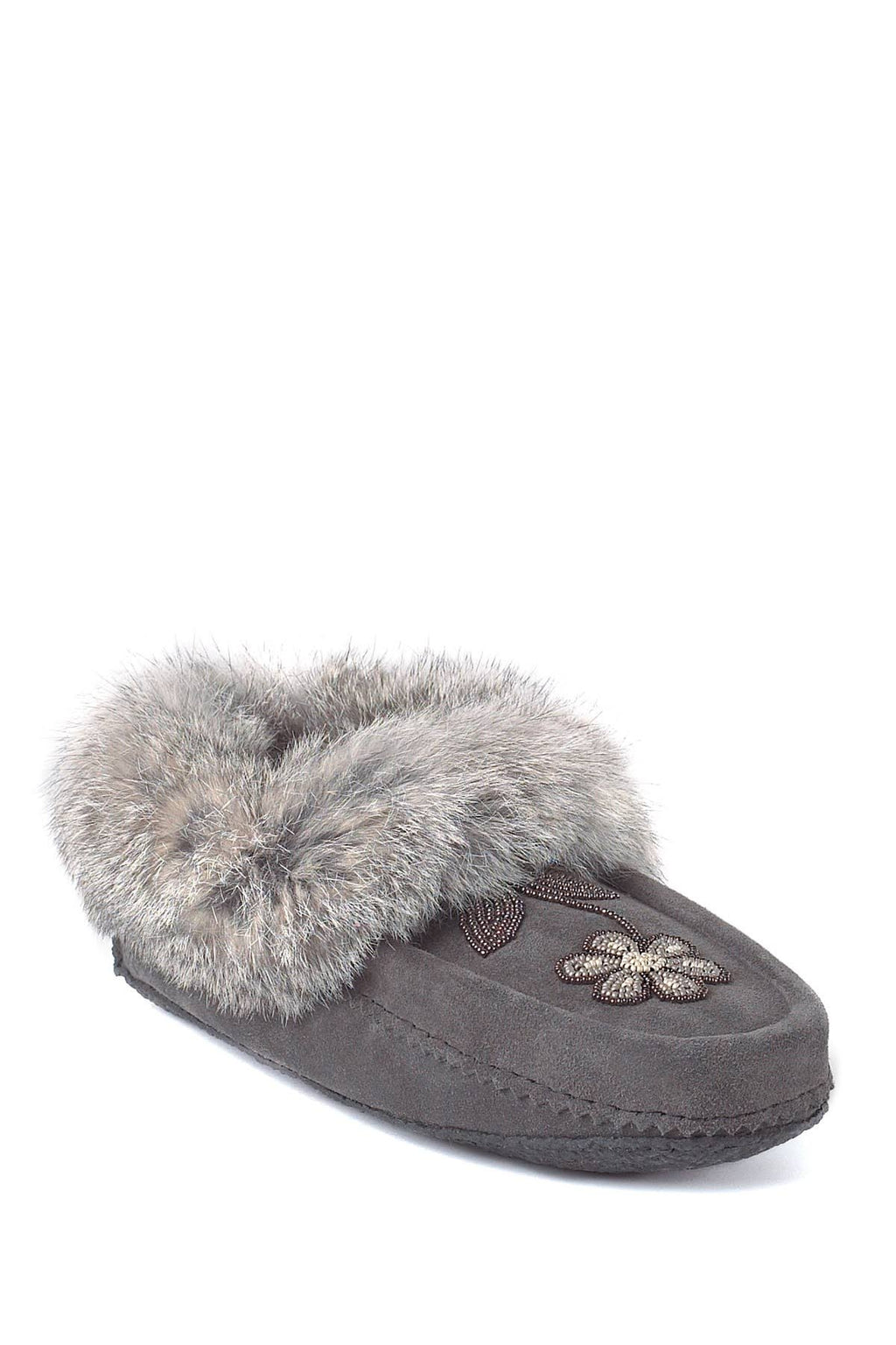Genuine Rabbit Fur Sheepskin Footbed Moccasin K55717