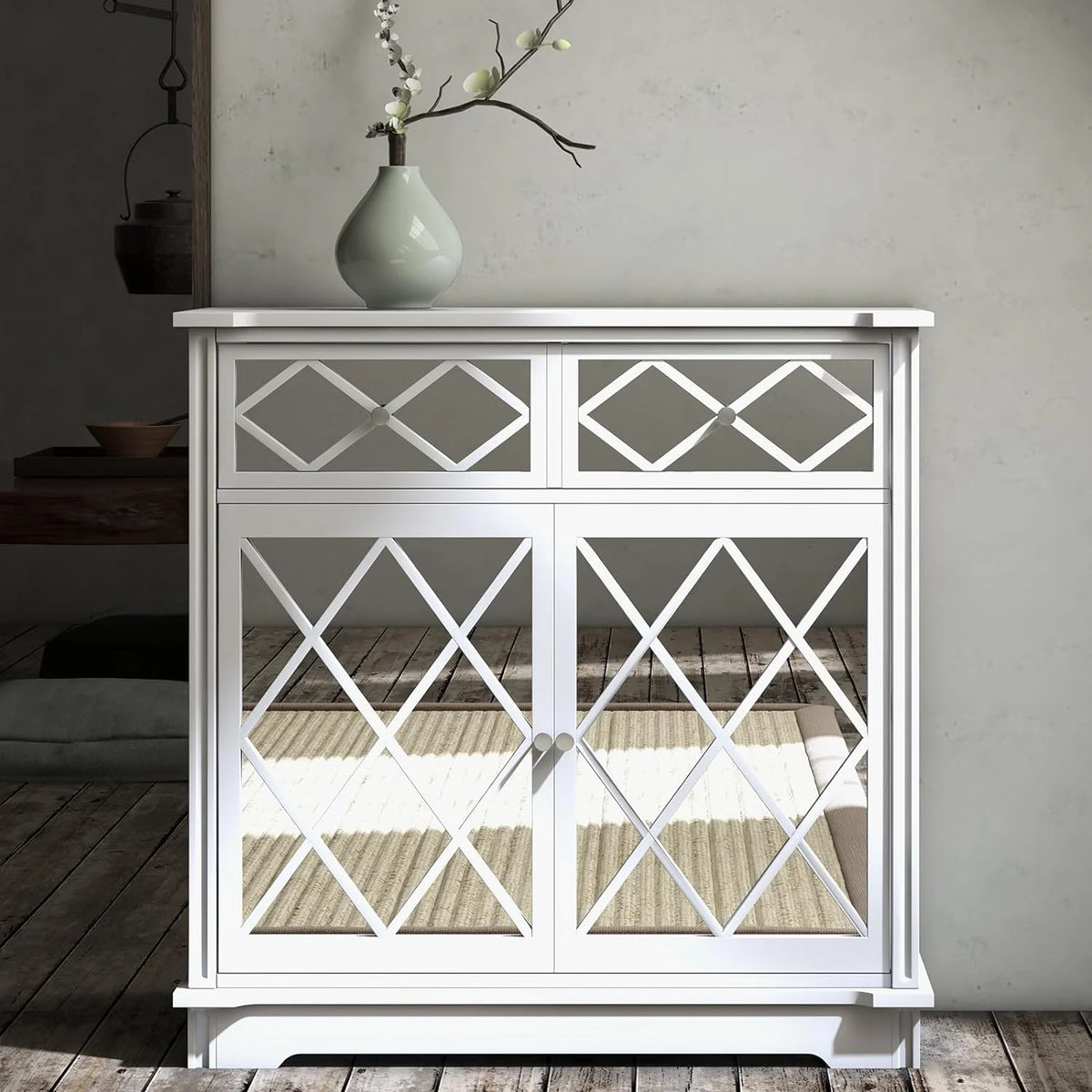 White 3 Drawer Dresser W9697
