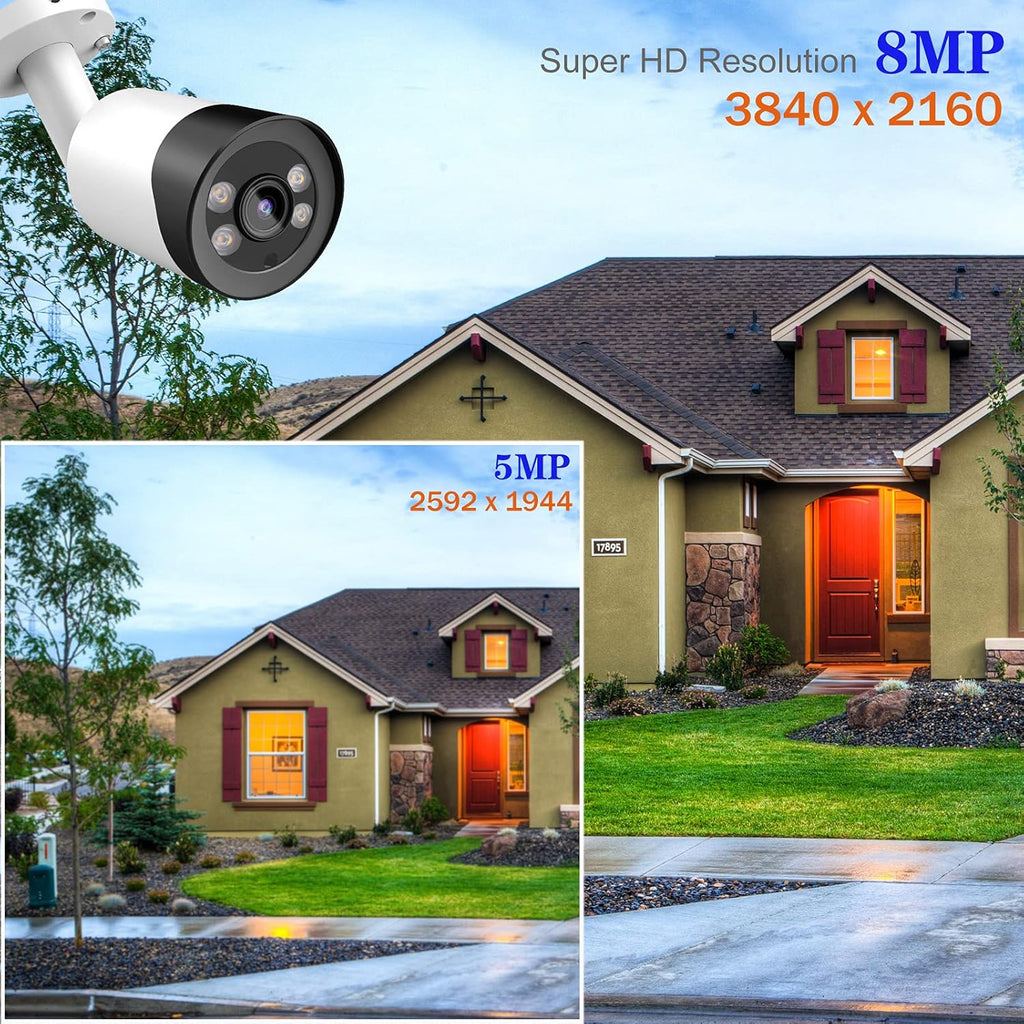8MP Full Color Night Vision Security Camera with 2.8mm Fixed Lens S4633