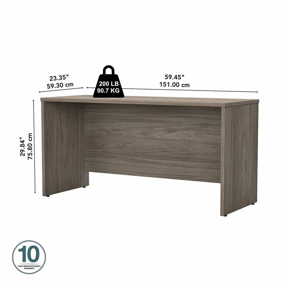 Modern Hickory Engineered Wood Credenza Desk X2202