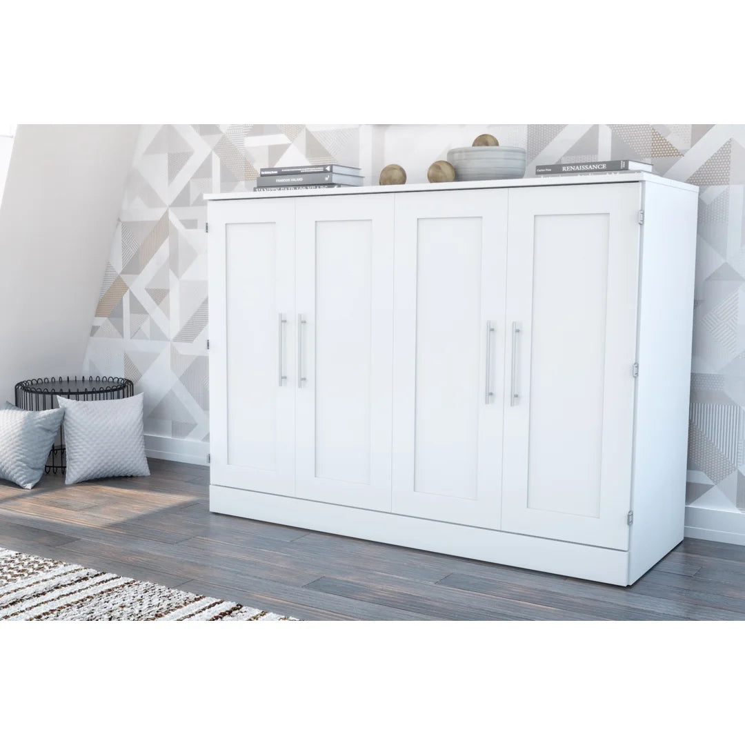 White Full Cabinet Bed with Mattress M2616