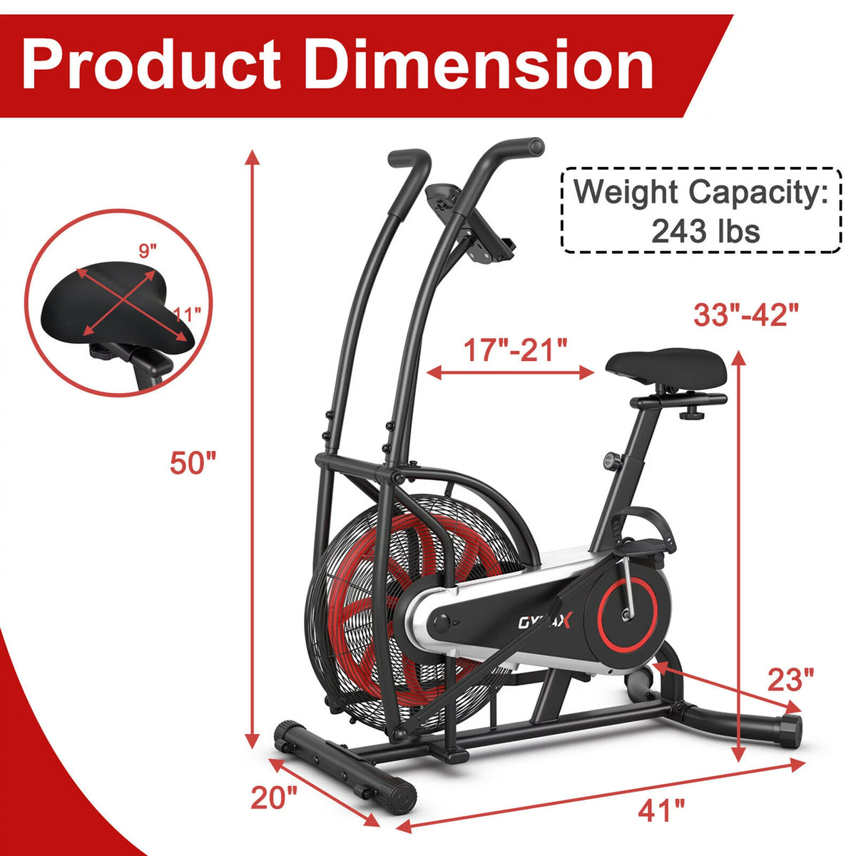 Fan Exercise Bike with LCD Display J55524