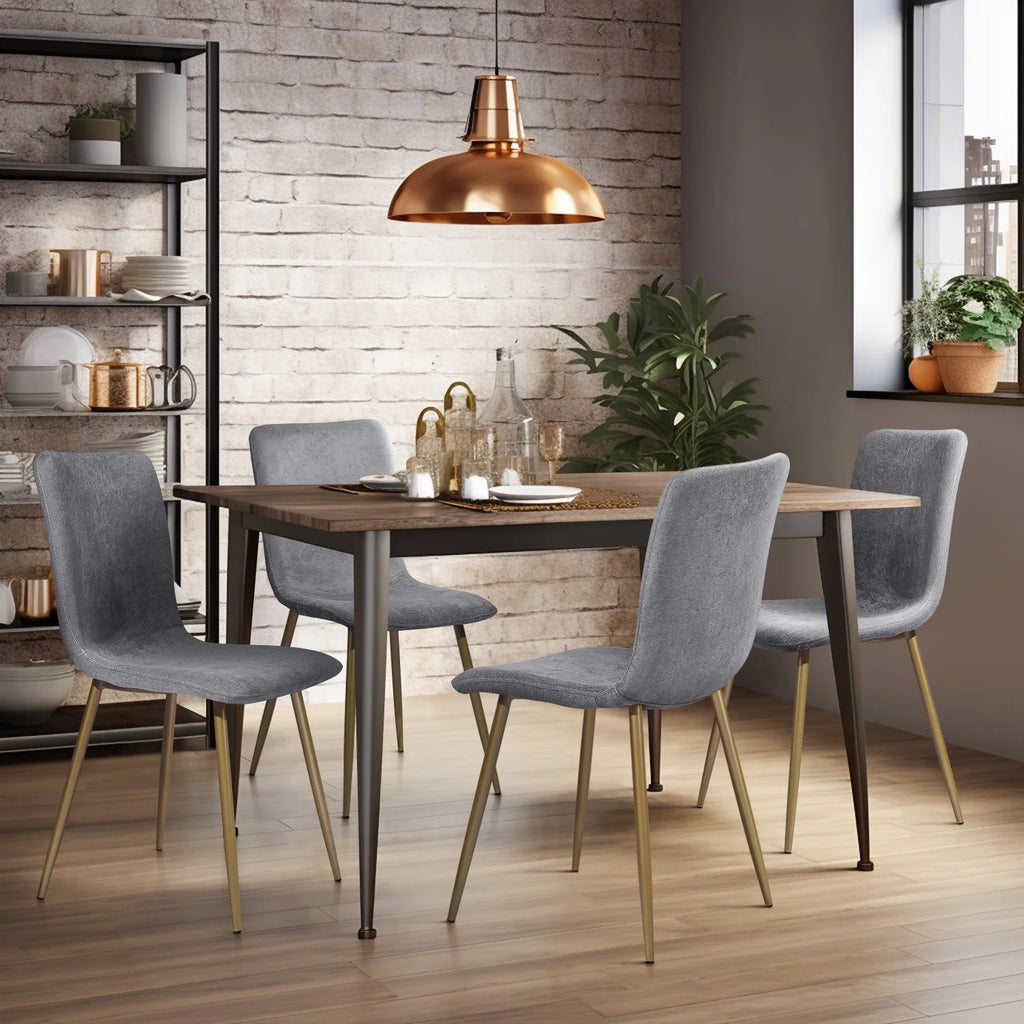 Velvet Dining Chairs Set of 4 Dark Gray Metal Legs W104888