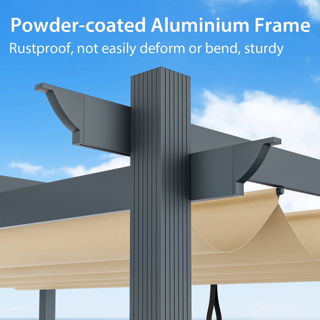 10x12ft Aluminum Retractable Pergola Canopy Shelter F411564