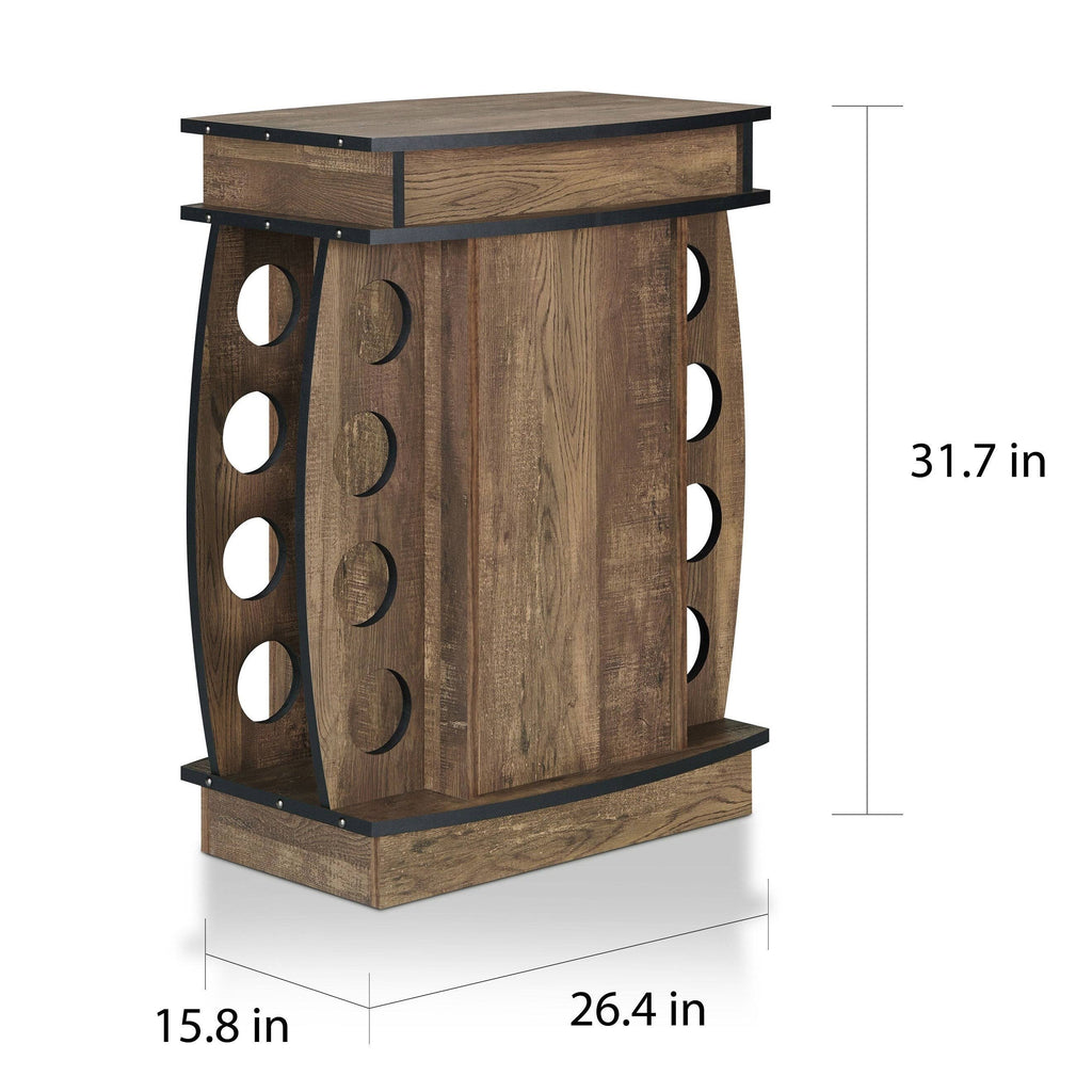 Rustic Reclaimed Oak Finish Multi-Storage Bar Cabinet D335020