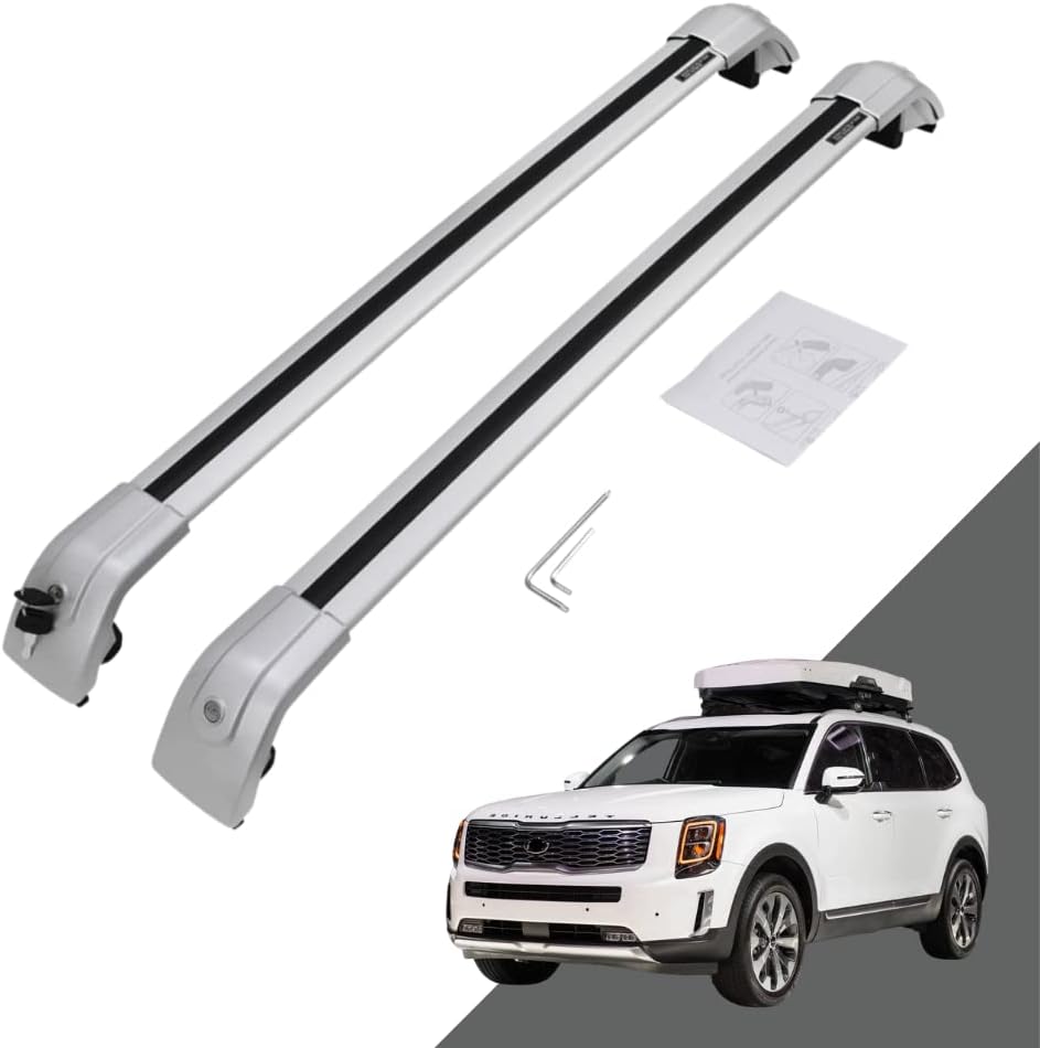 Roof Rack Side Rails Cross Bars for KIA Telluride 2020 2021 2022 (Silver) P874