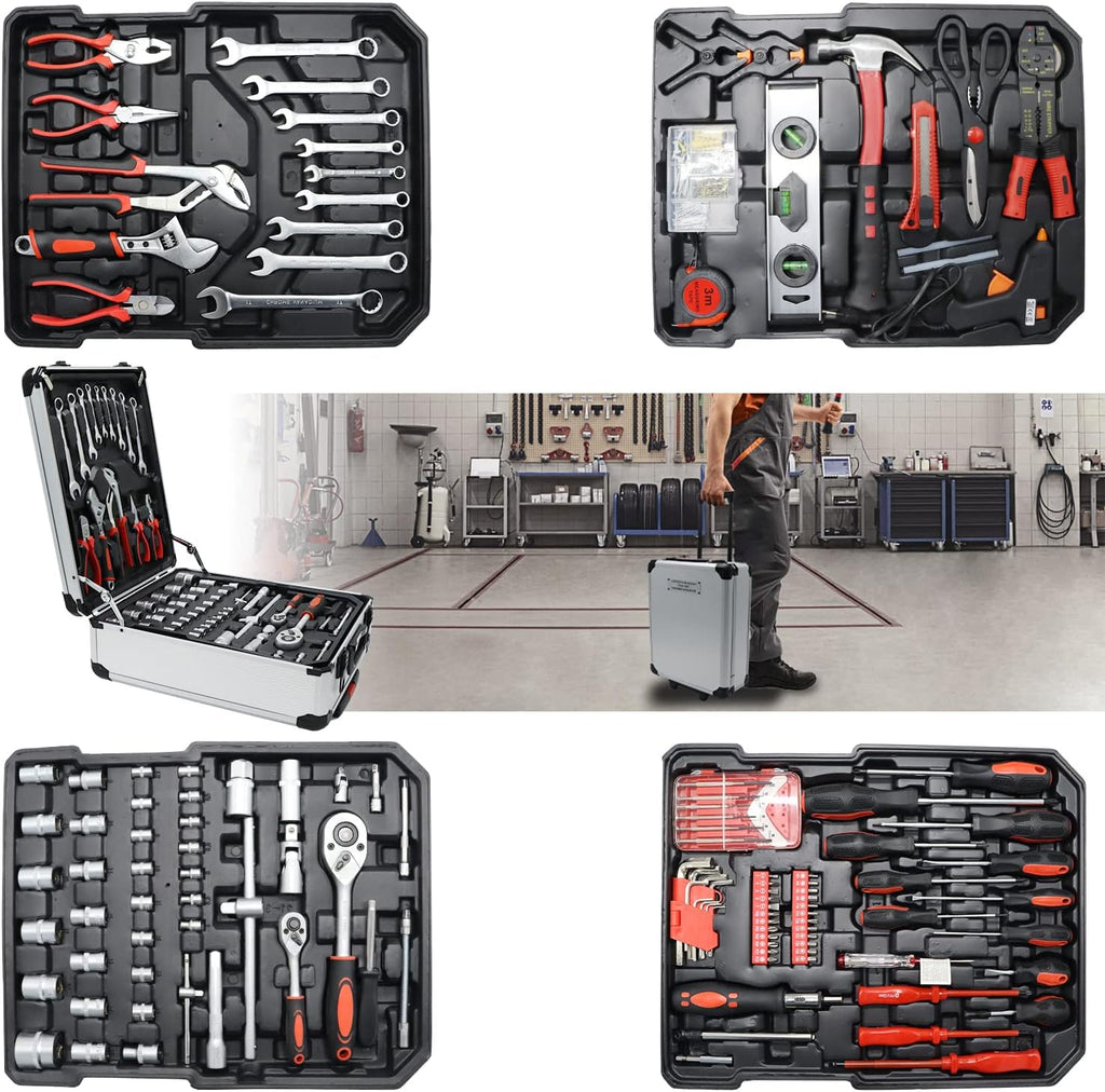 187-Piece Tool Kit with Wheels Tool Box J47461