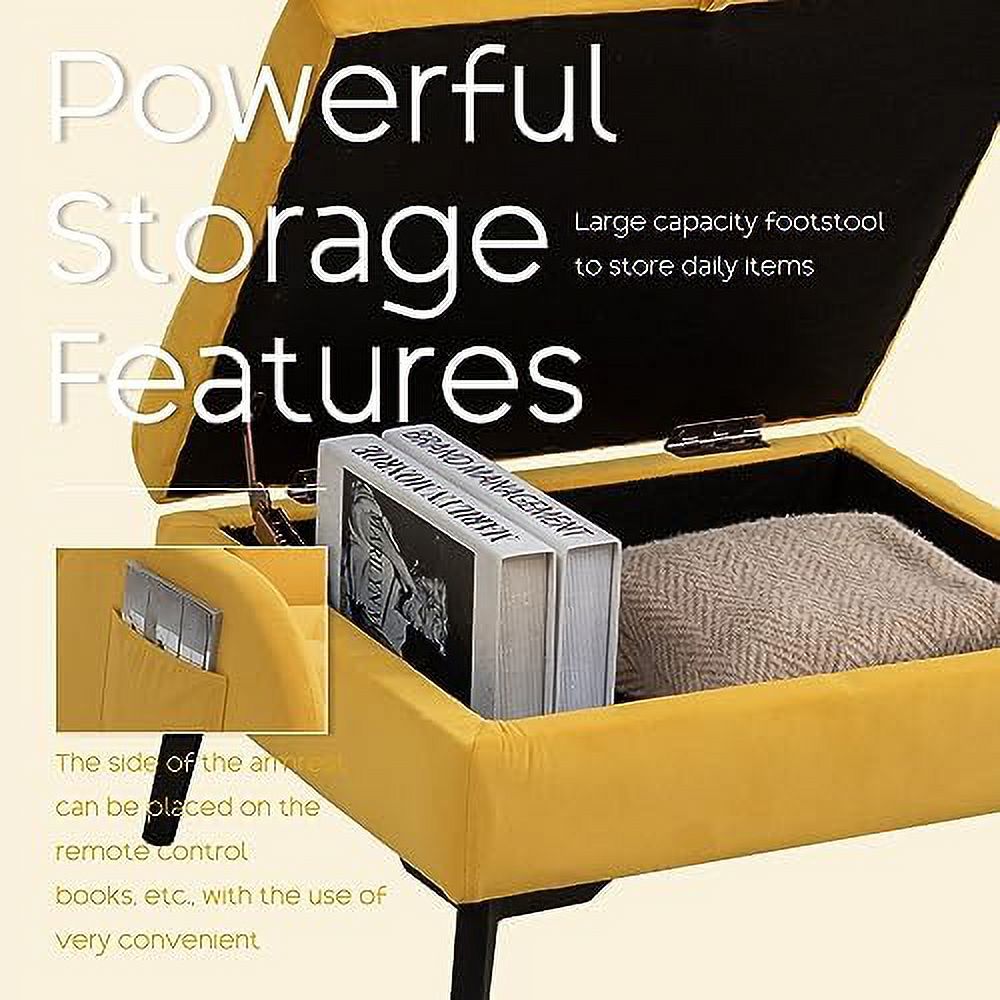 Yellow Velvet Accent Chair with Ottoman Y6708