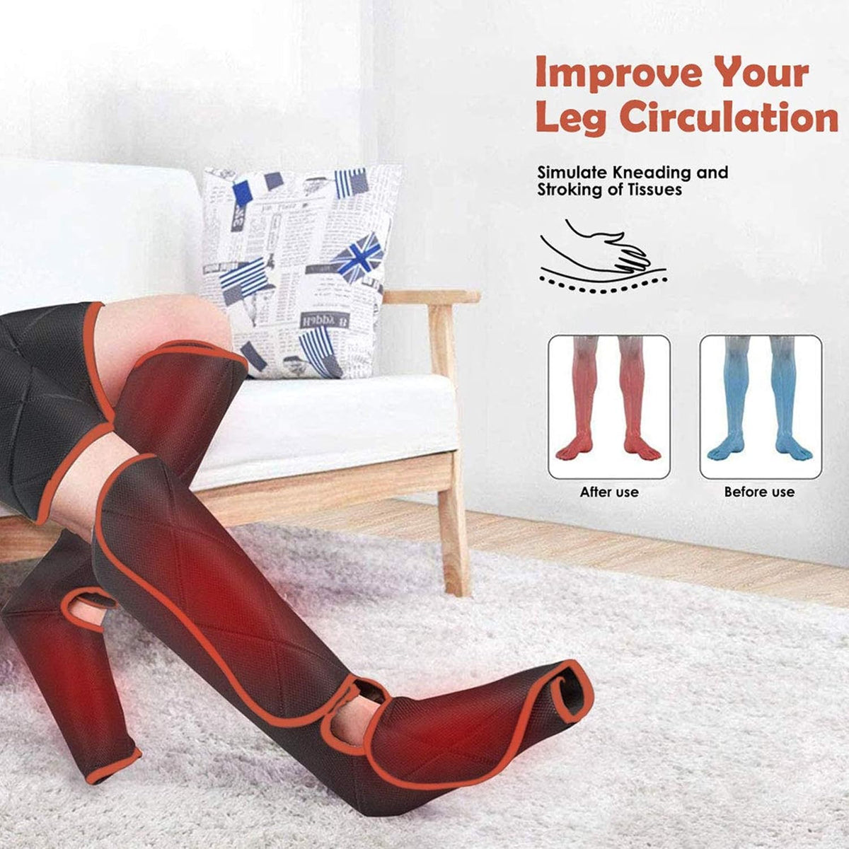 Arms Leg Massager with Heat Function, Foot Massager with 4 Modes 4 Intensities W156