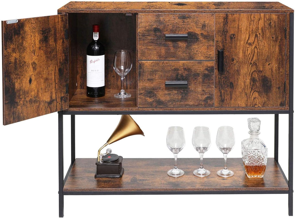 Industrial Buffet Cabinet with 2 Drawers & Doors and 1 Open Shelf A7600
