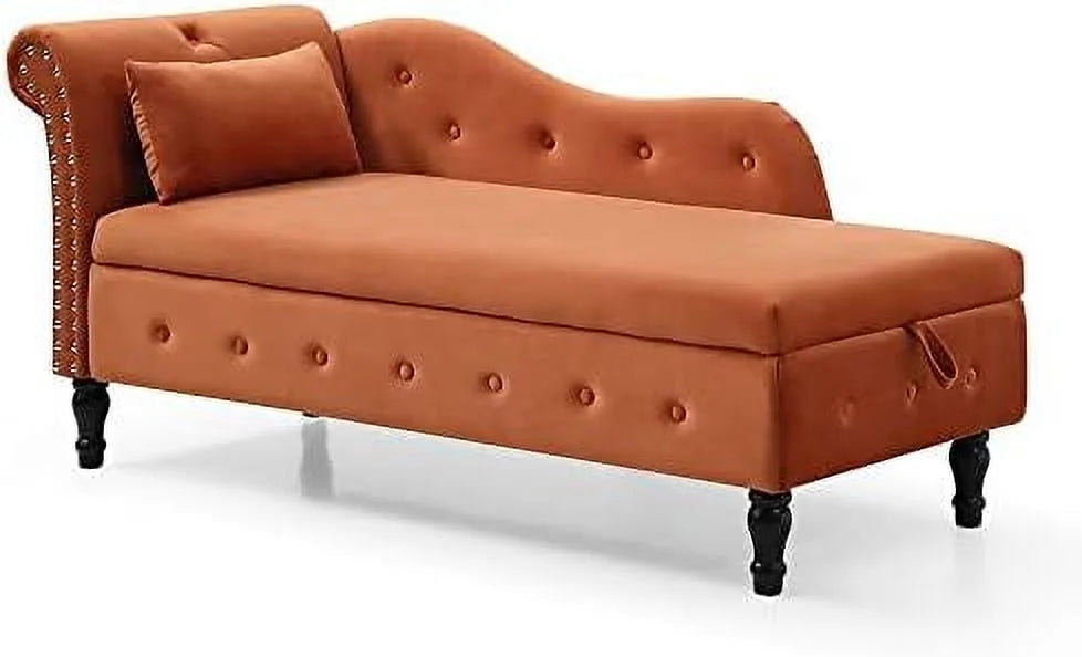 60.6" Tufted Velvet Indoor Chaise Lounge Chair E828082