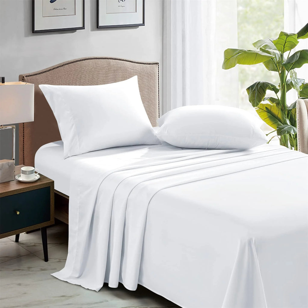 White Cooling Microfiber Twin Size Flat Sheets 6-Pack A726